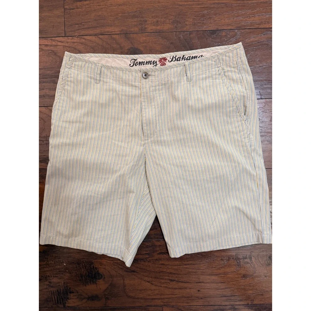 Tommy Bahama Paradise‎ Nation Mens Striped Cotton Shorts Blue Yellow Size 36